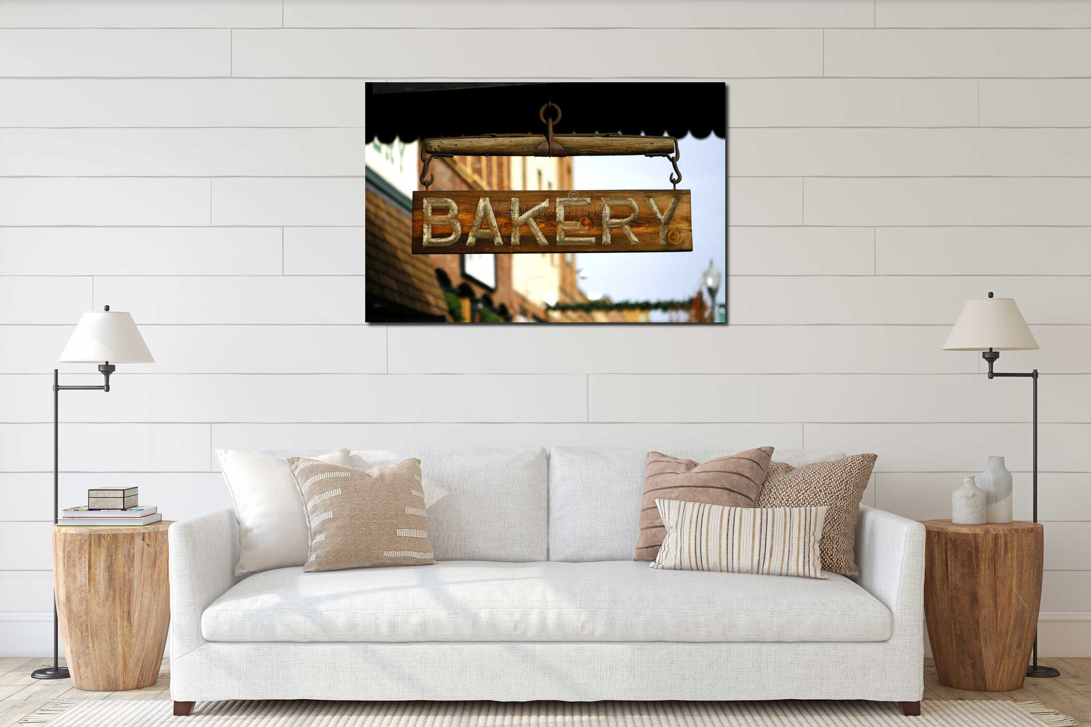 Canvas hanging interior mockup