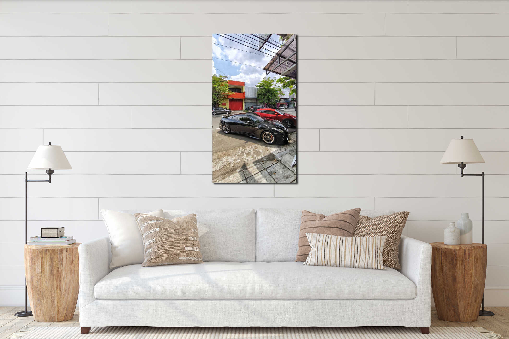 Canvas hanging interior mockup