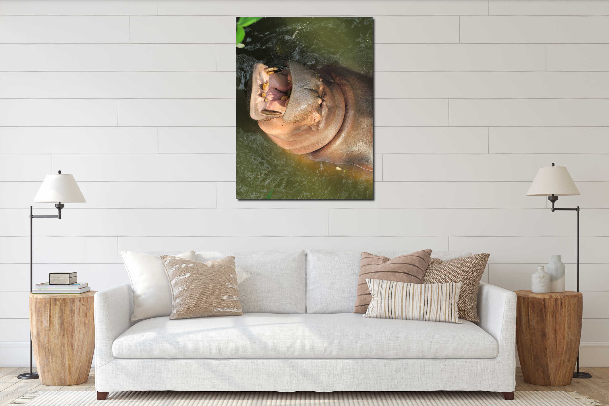 Canvas hanging interior mockup