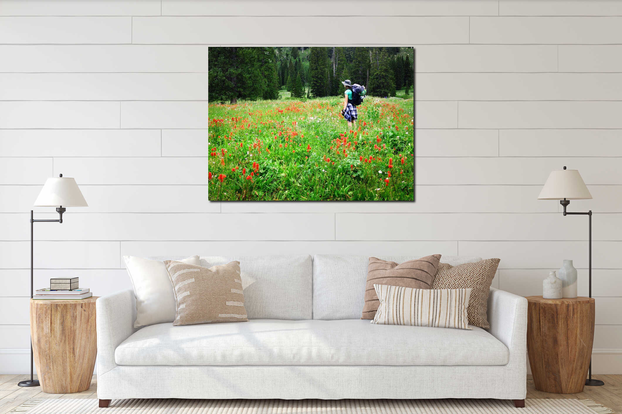 Canvas hanging interior mockup
