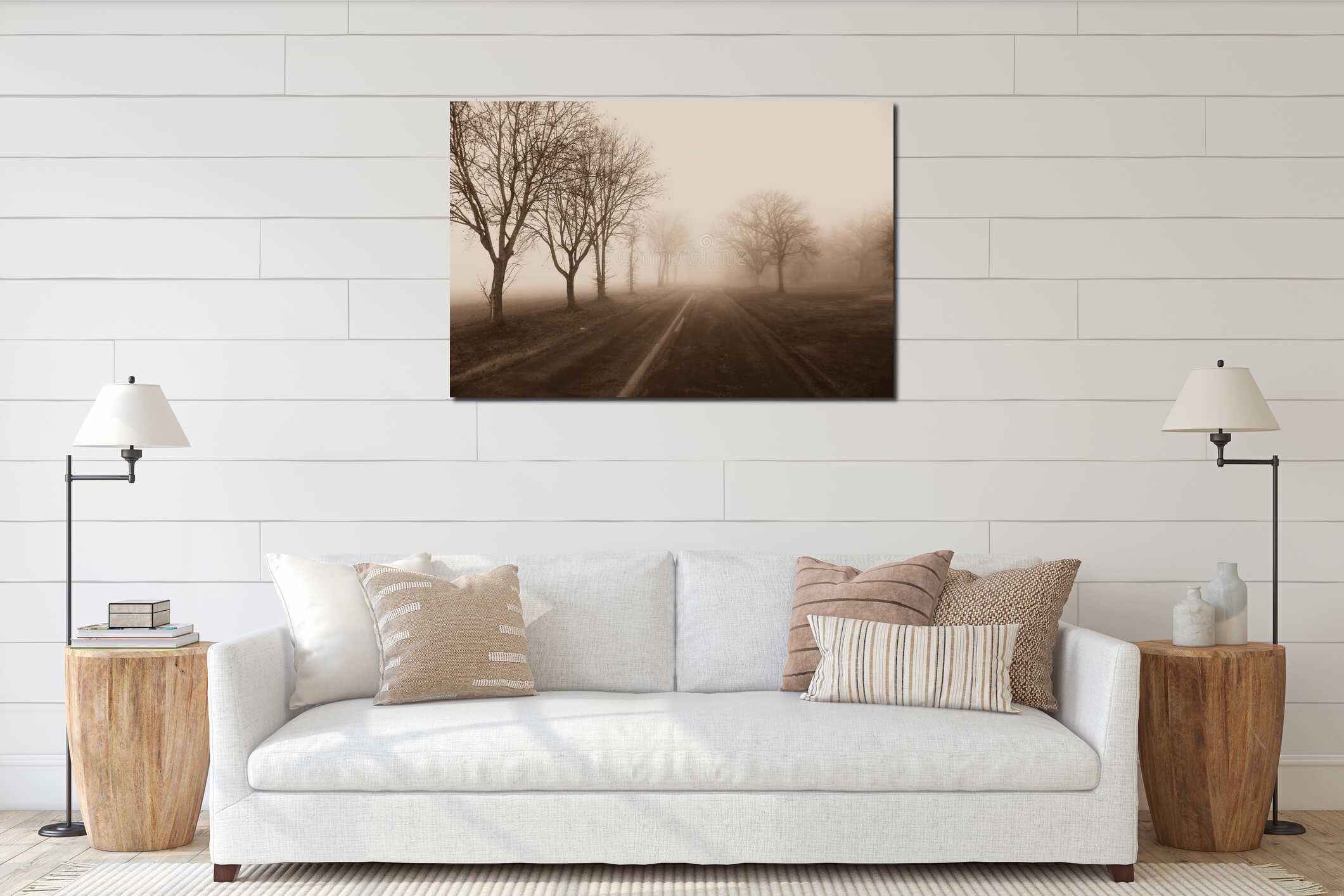 Canvas hanging interior mockup