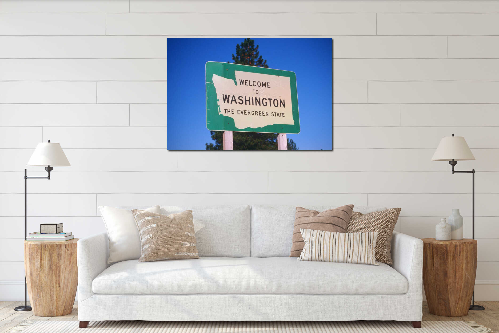 Canvas hanging interior mockup