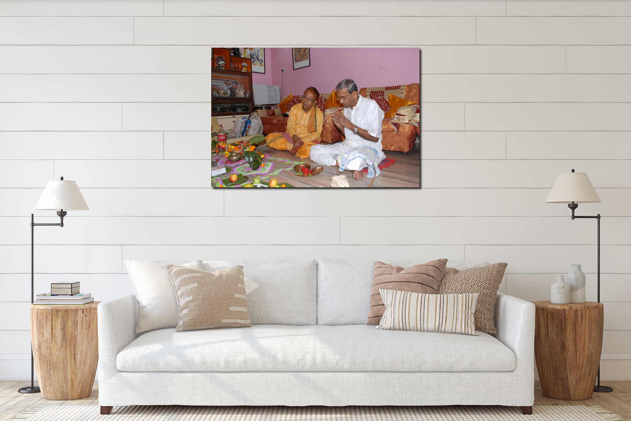 Canvas hanging interior mockup