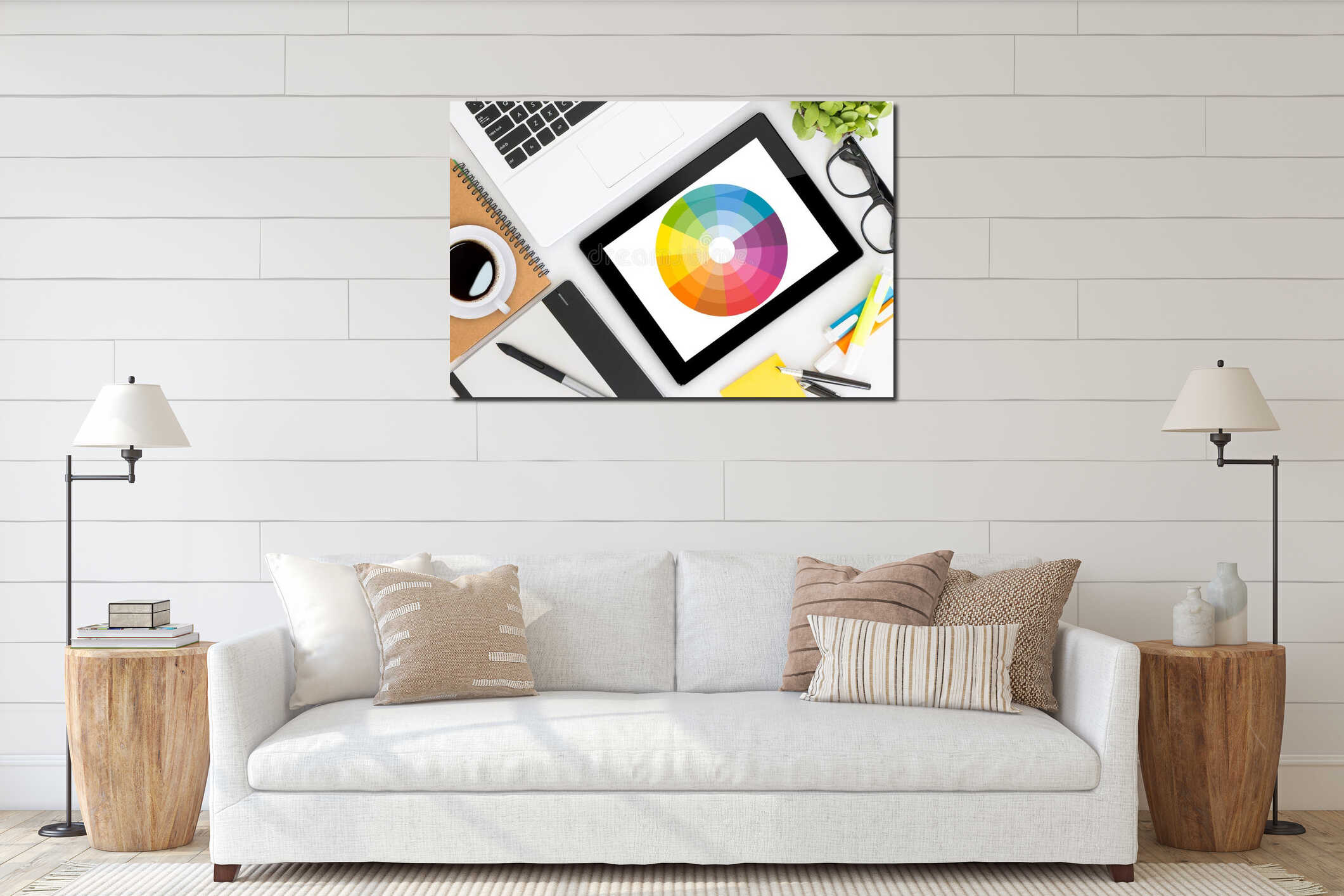 Canvas hanging interior mockup