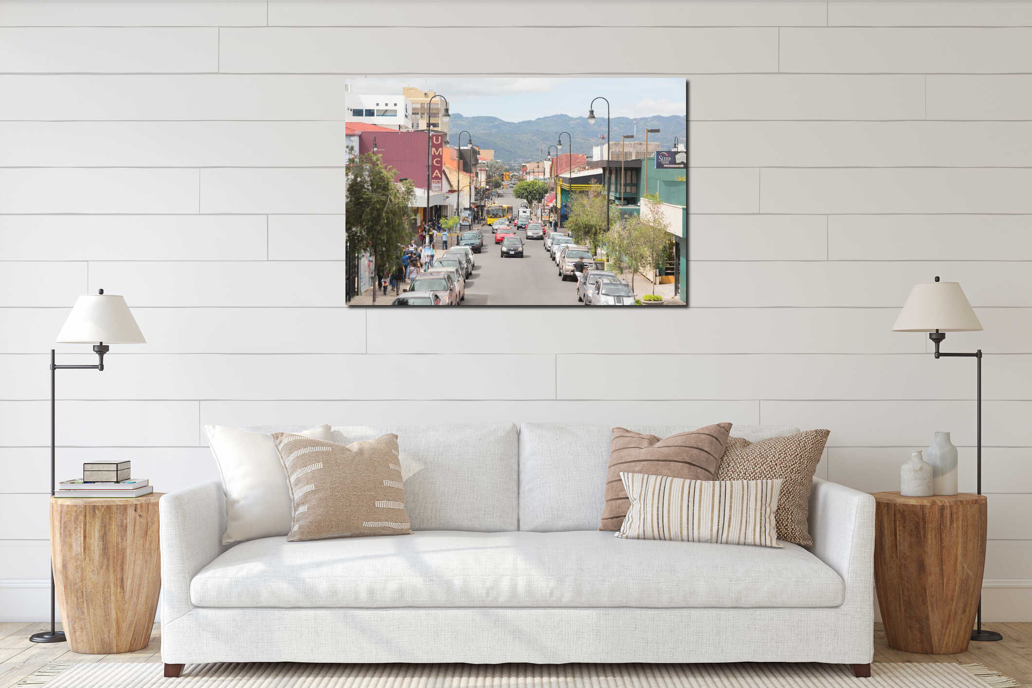 Canvas hanging interior mockup