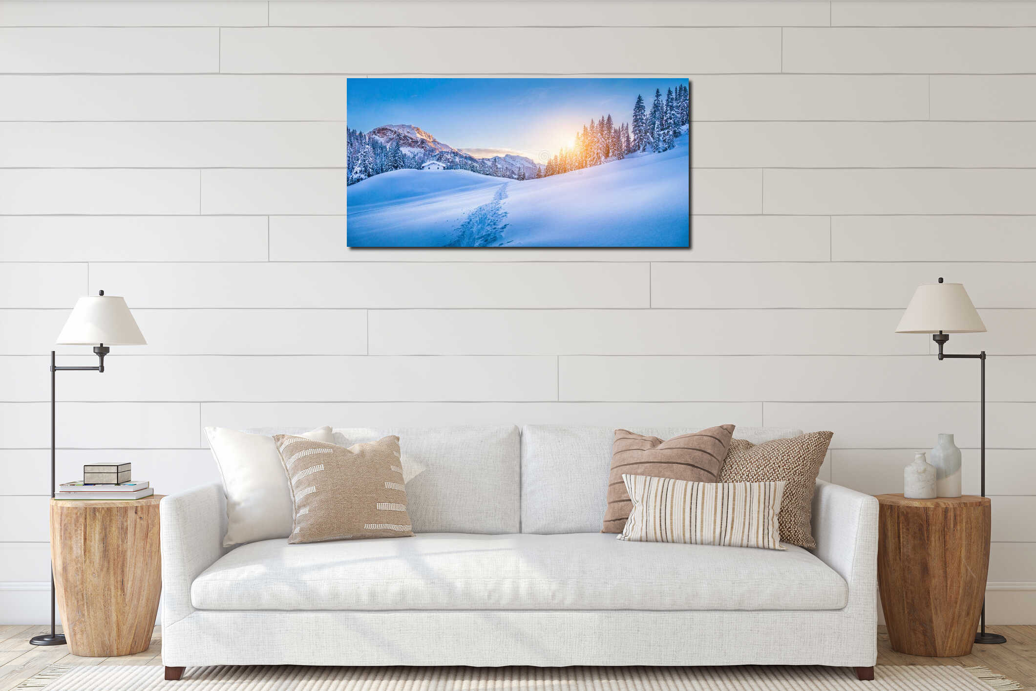 Canvas hanging interior mockup