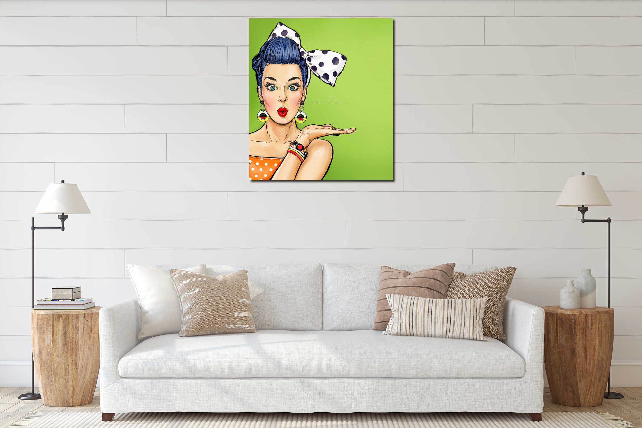 Canvas hanging interior mockup