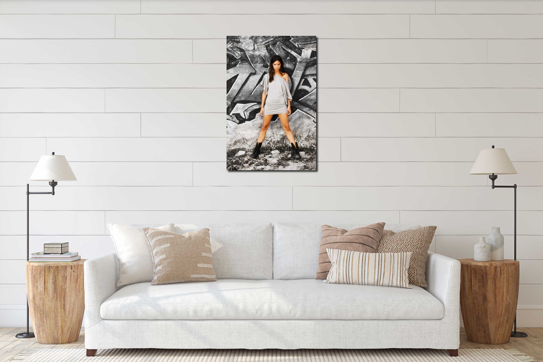 Canvas hanging interior mockup