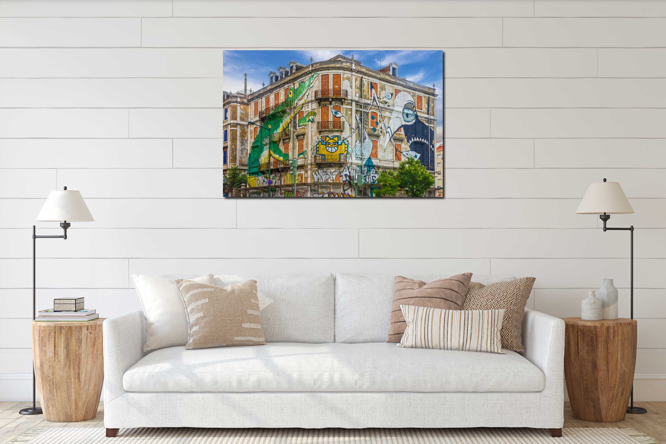 Canvas hanging interior mockup