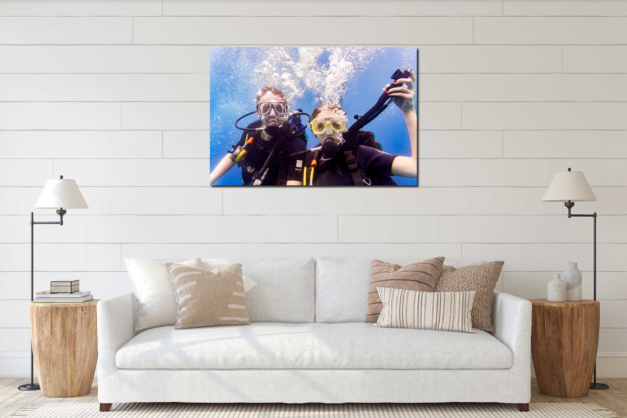 Canvas hanging interior mockup