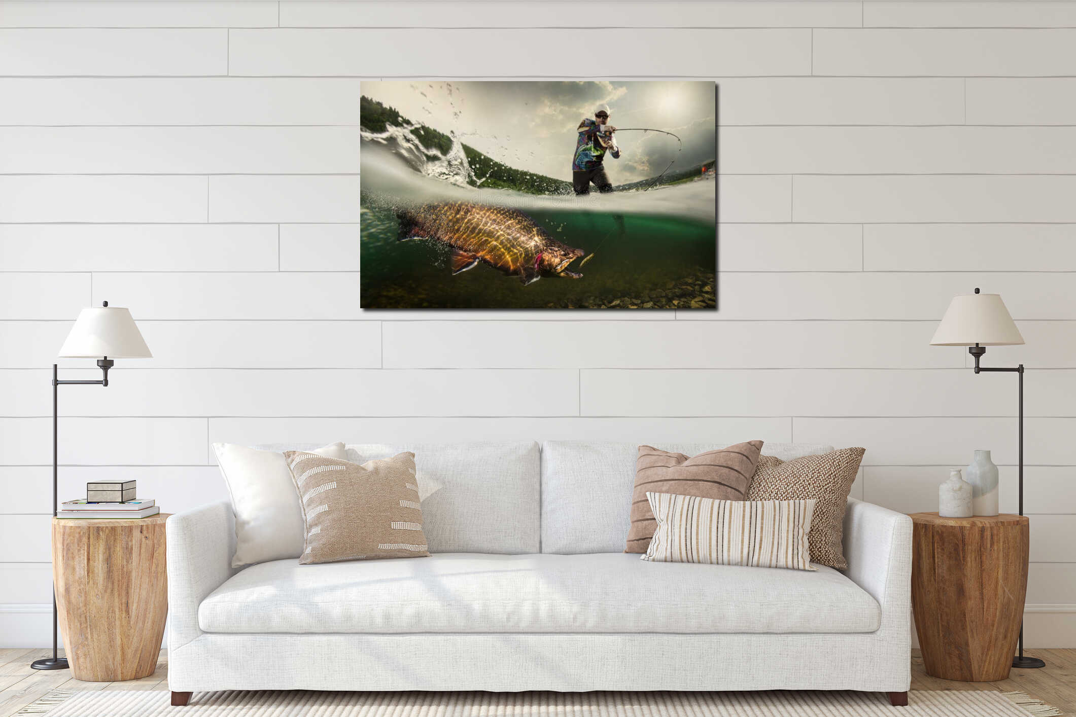 Canvas hanging interior mockup