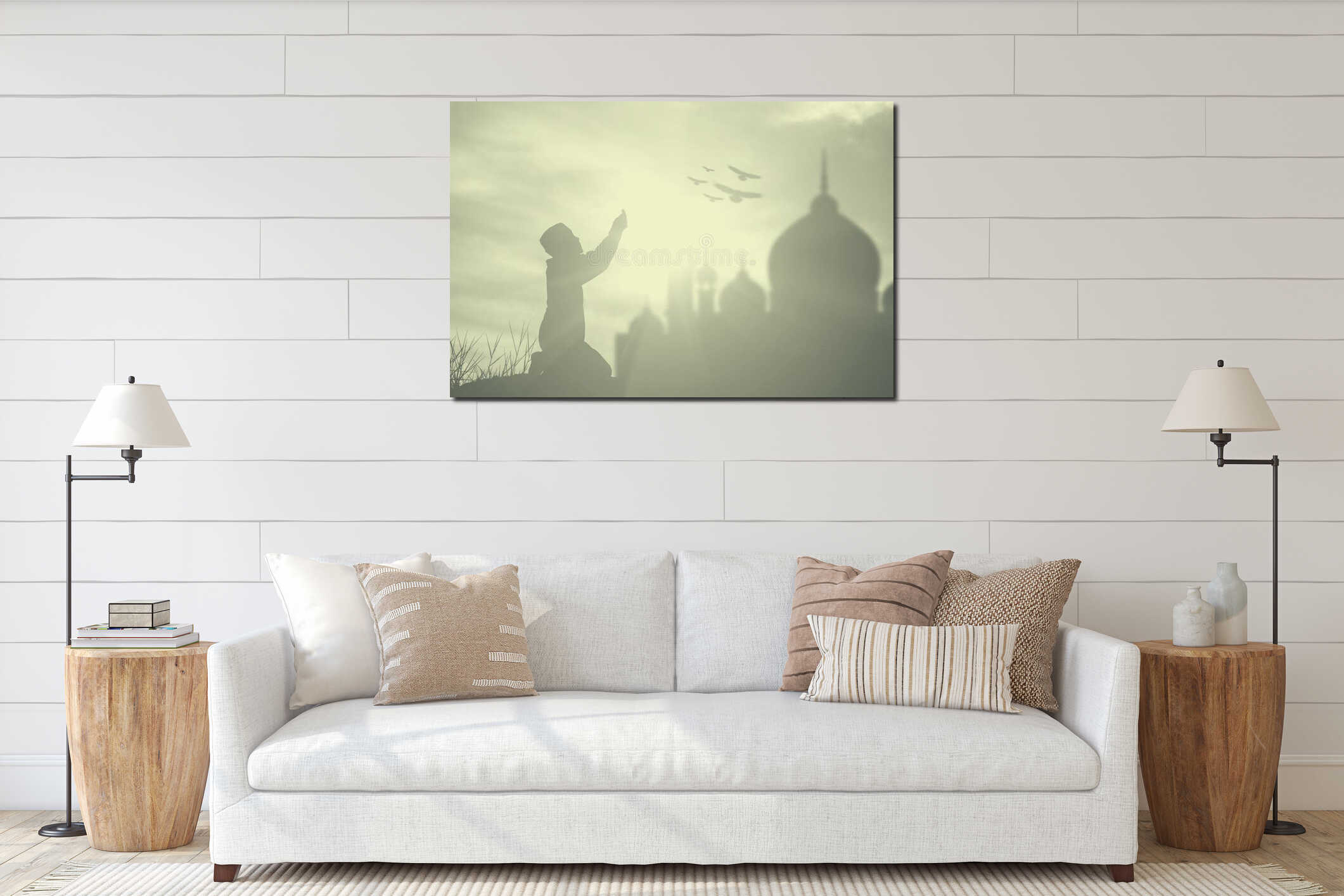 Canvas hanging interior mockup