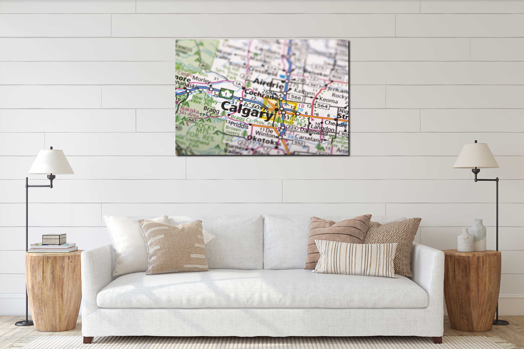 Canvas hanging interior mockup