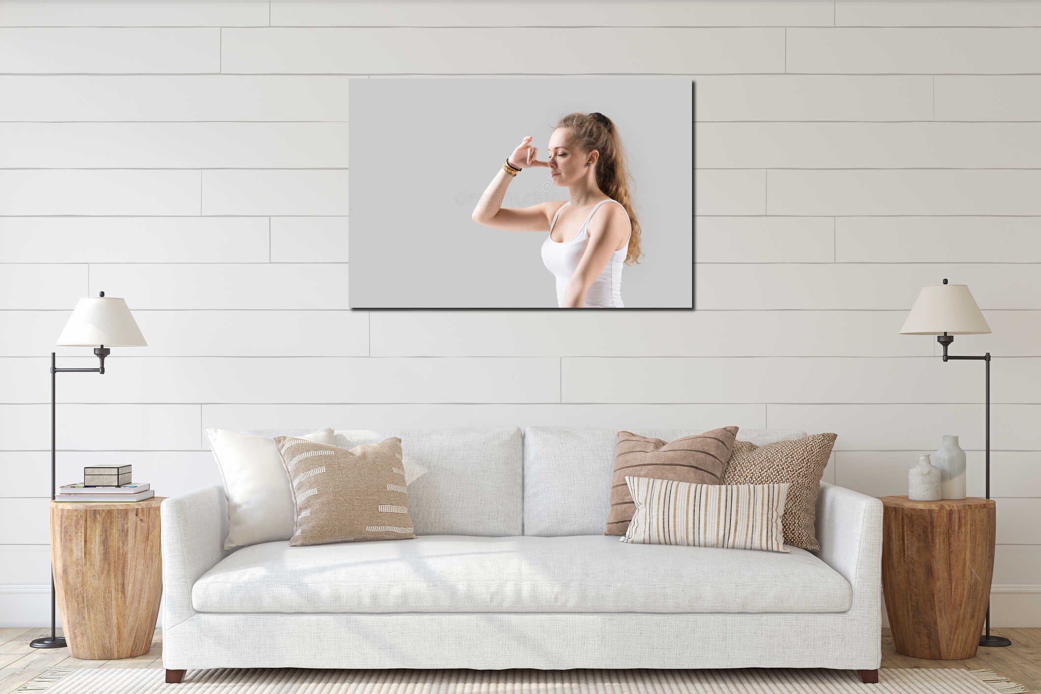 Canvas hanging interior mockup