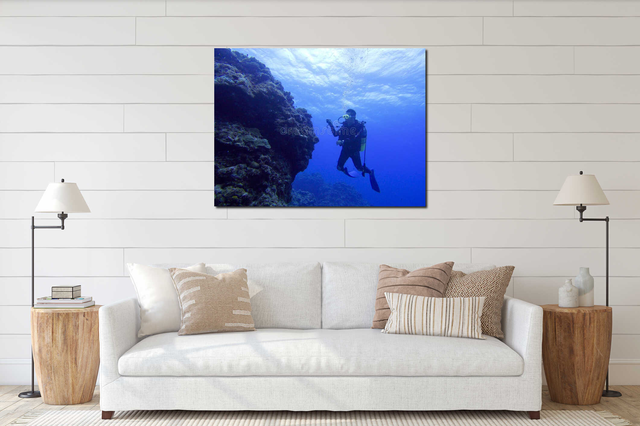 Canvas hanging interior mockup