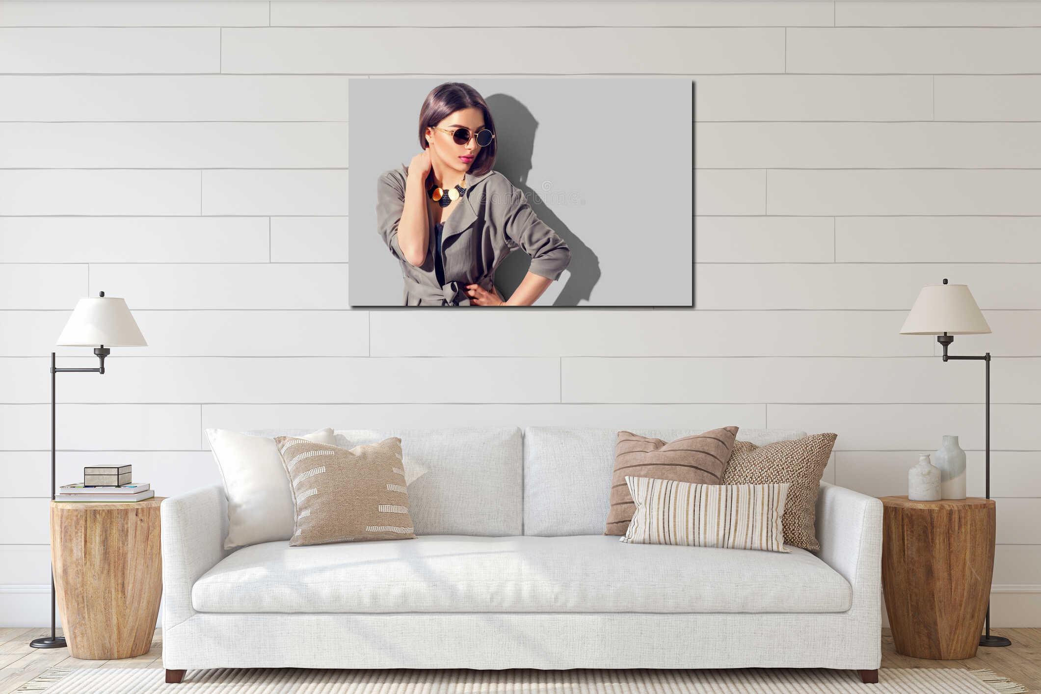 Canvas hanging interior mockup