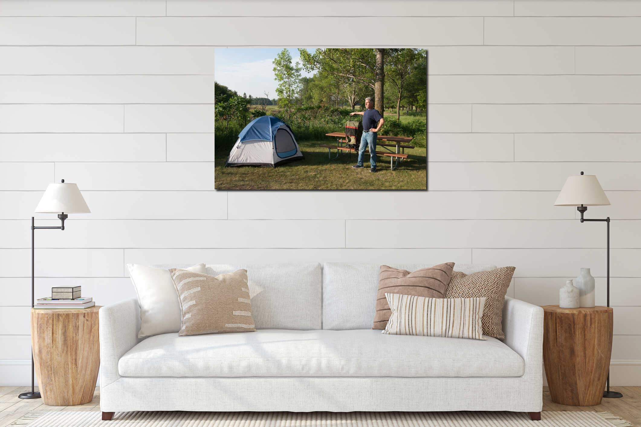 Canvas hanging interior mockup