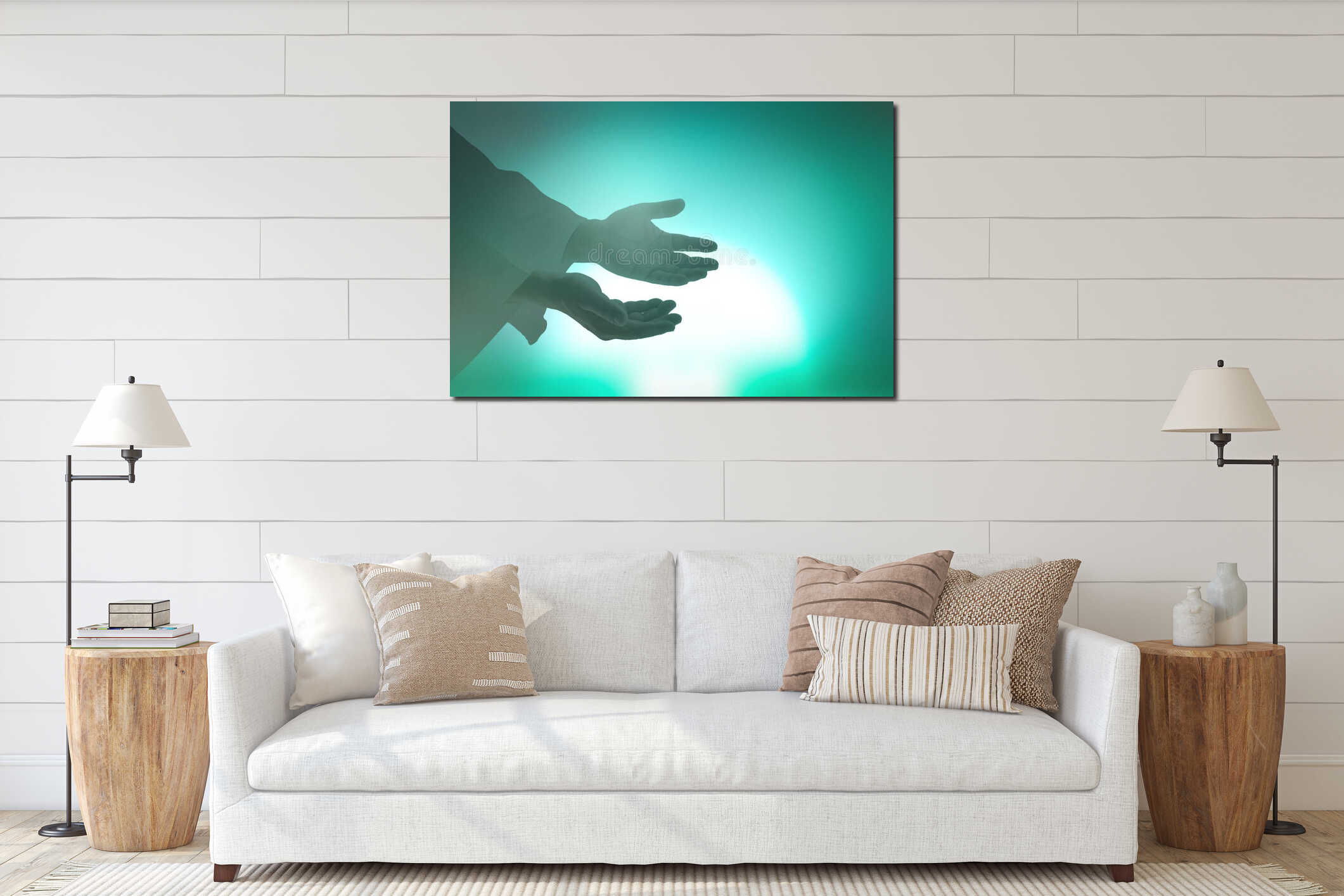 Canvas hanging interior mockup