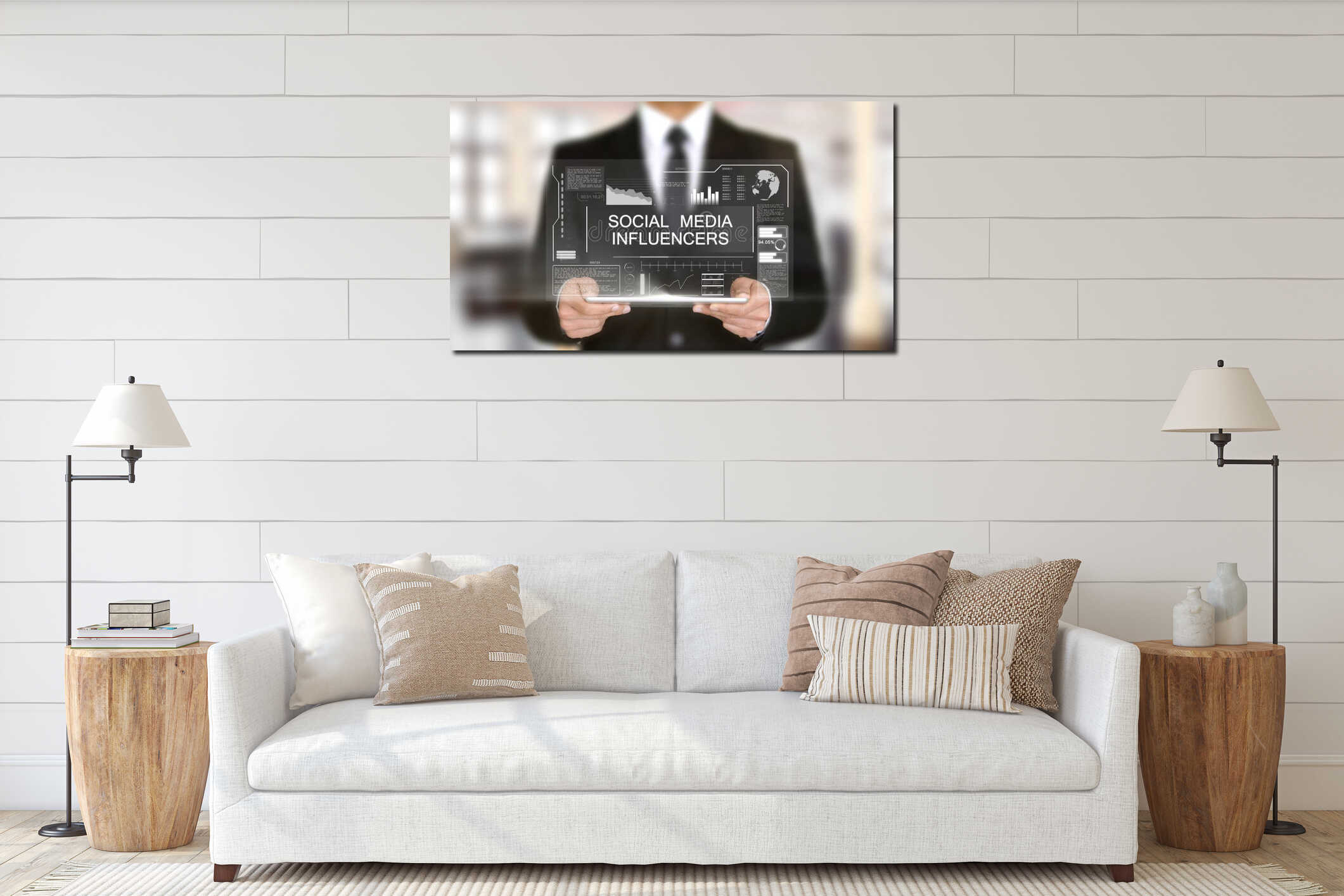 Canvas hanging interior mockup