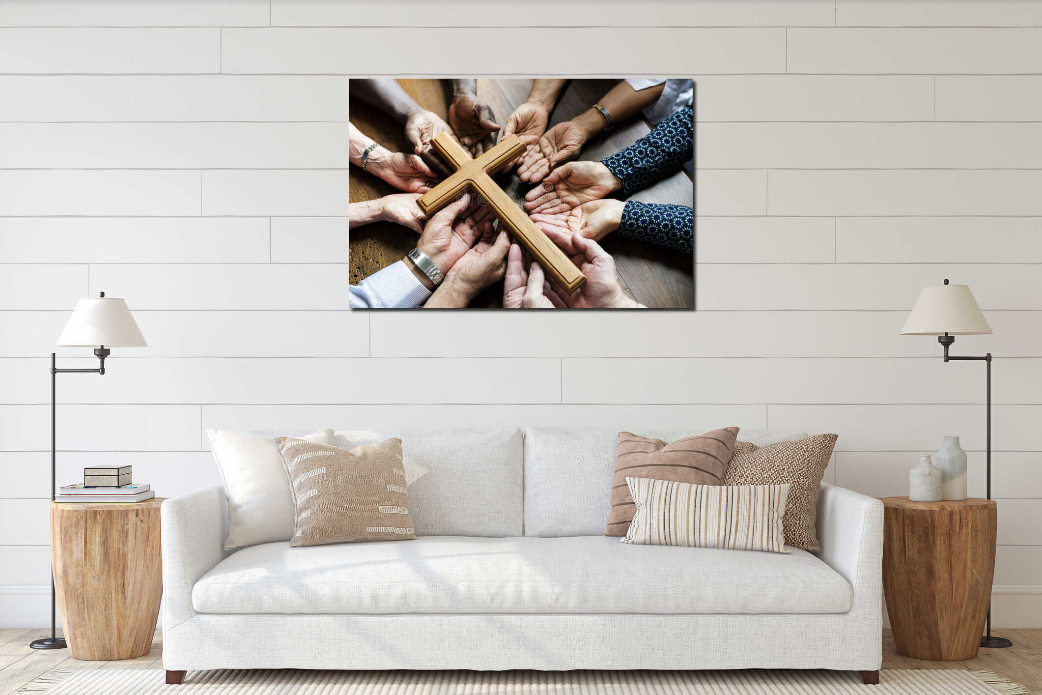 Canvas hanging interior mockup
